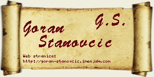 Goran Stanovčić vizit kartica